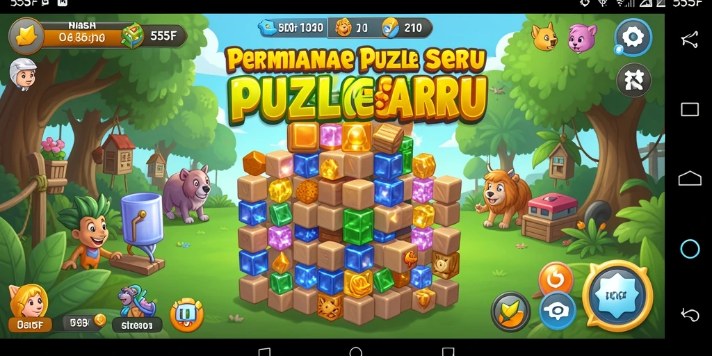 Tampilan gameplay seru dari permainan Puzzle 555F dengan berbagai tantangan menyenangkan.