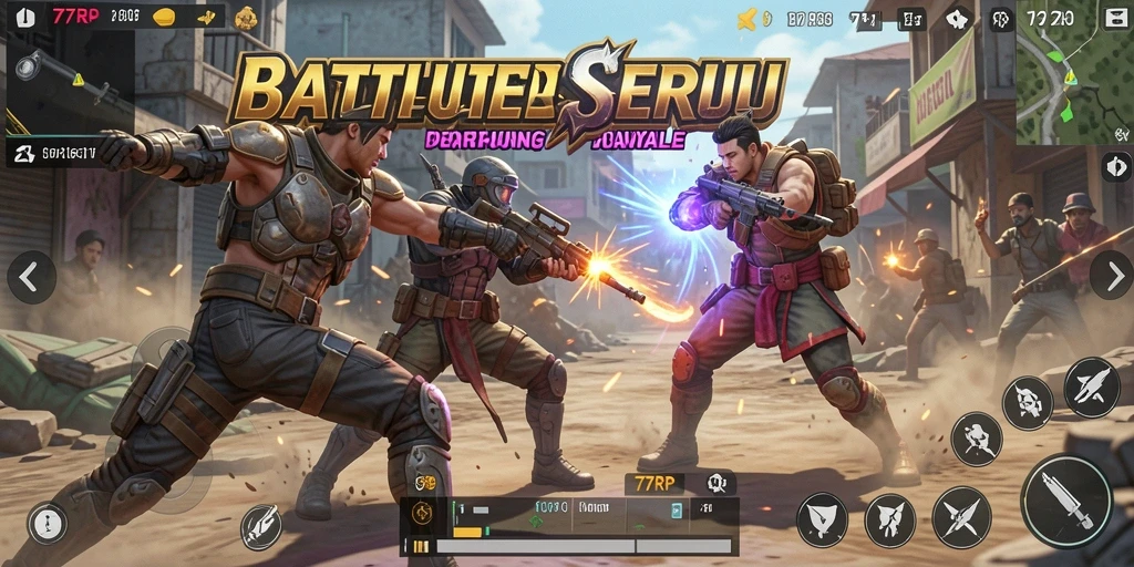 Tangkapan layar gameplay battle royale yang seru dari 77RP