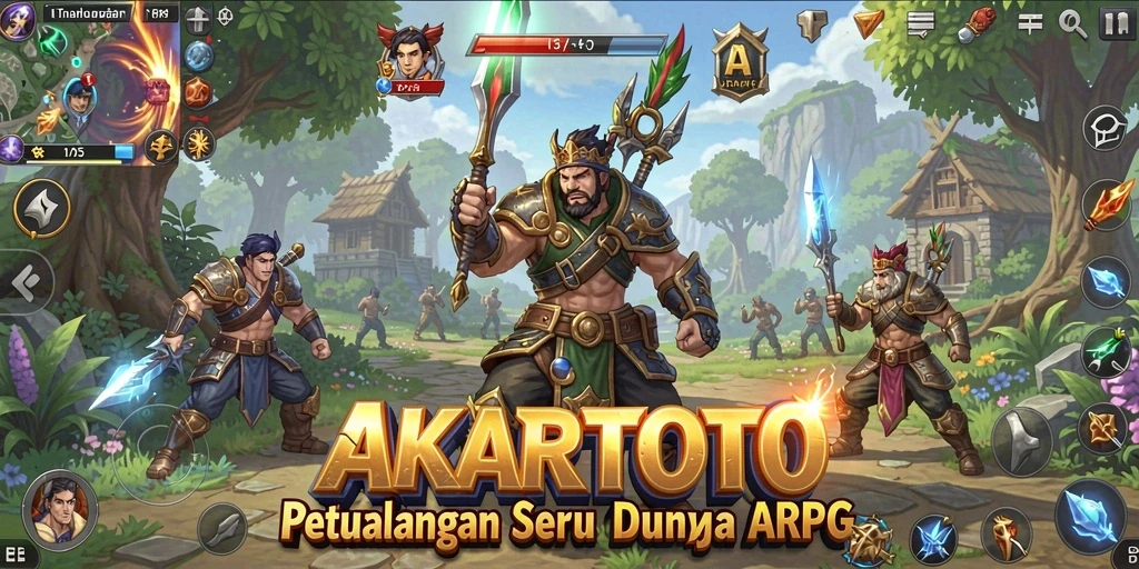 Tampilan seru dari gameplay petualangan AKARTOTO yang penuh aksi.