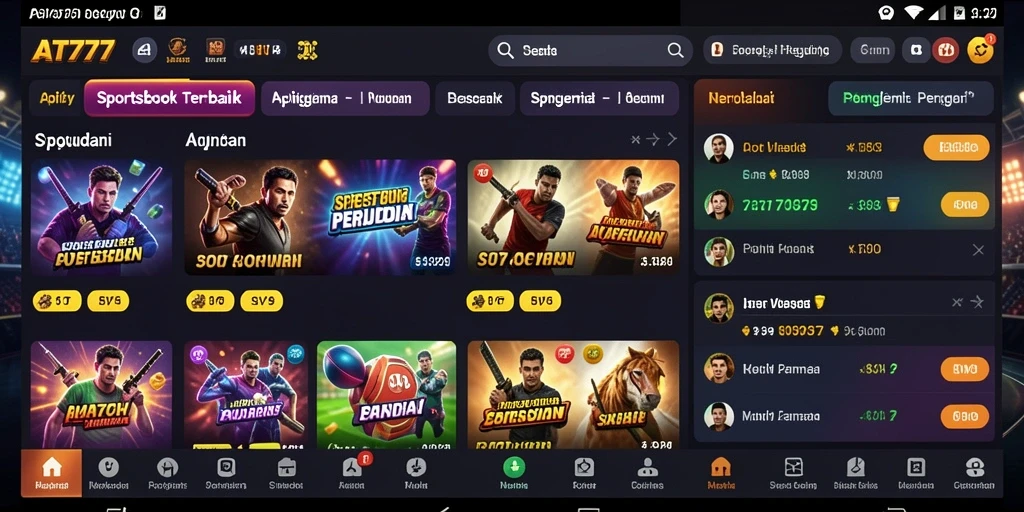 Tampilan menarik dari gameplay Sportsbook AT777 dengan fitur taruhan langsung.
