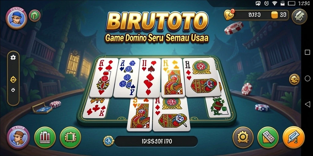 Screenshot BIRUTOTO menampilkan aksi seru gameplay Domino.