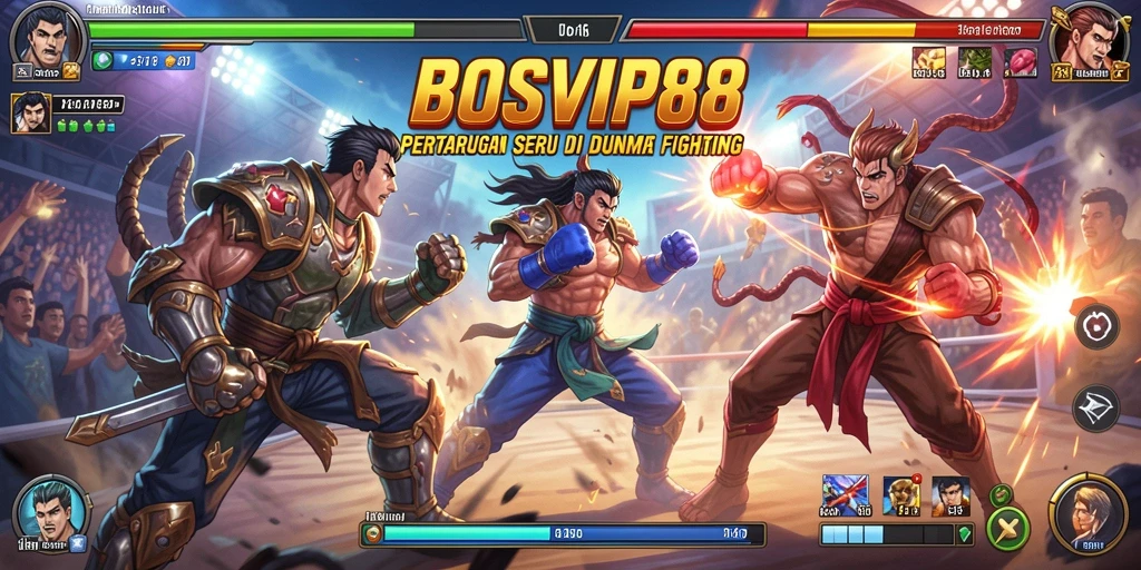 Screenshot BOSVIP88 menampilkan pertarungan karakter yang seru dan dinamis.