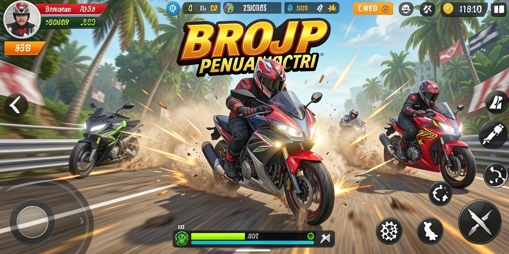 Gameplay mendebarkan dari game balapan motor BROJP.
