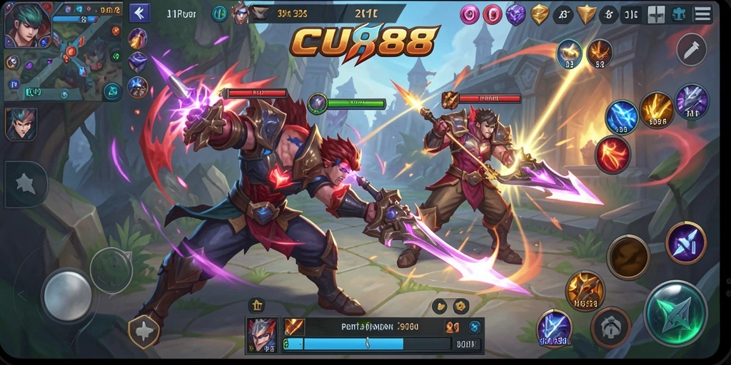 Tangkapan layar menampilkan aksi seru gameplay MOBA.