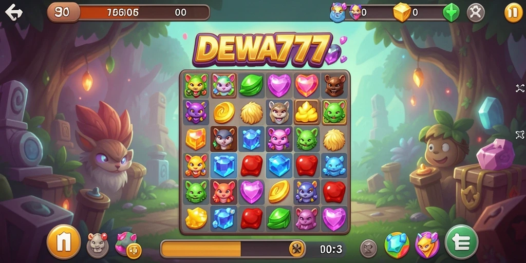 Tampilan gameplay DEWA777 yang penuh warna dan menantang.