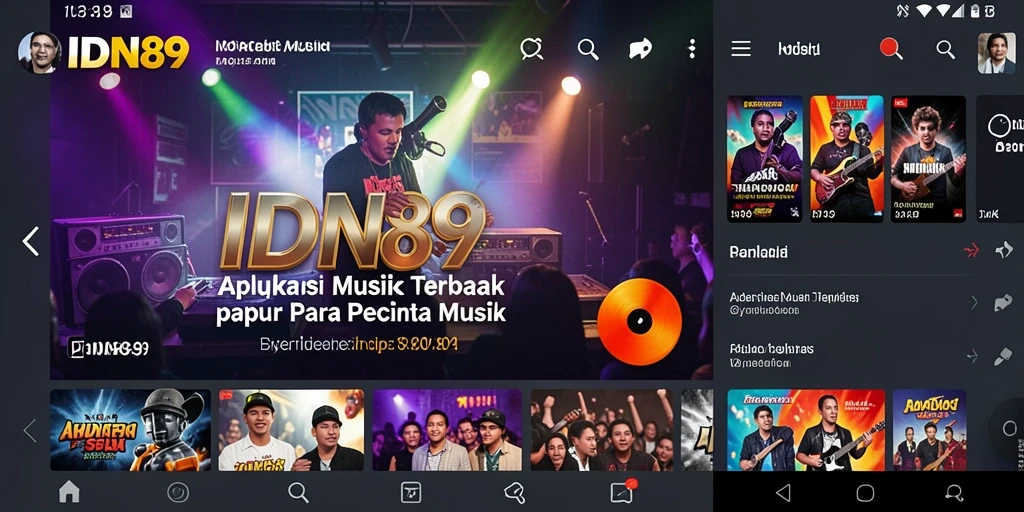 Tampilan antarmuka IDN89 dengan fitur musik interaktif.