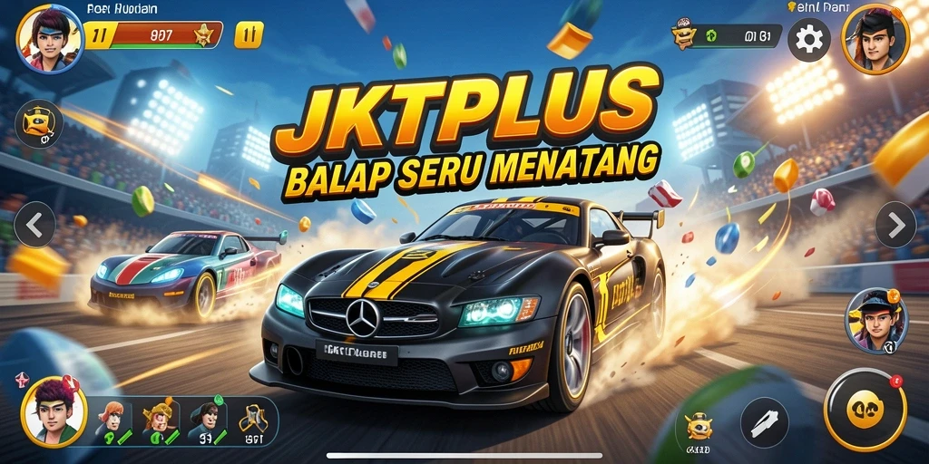 Screenshot utama JKTPLUS menampilkan aksi balapan yang mendebarkan dan grafis yang menakjubkan.