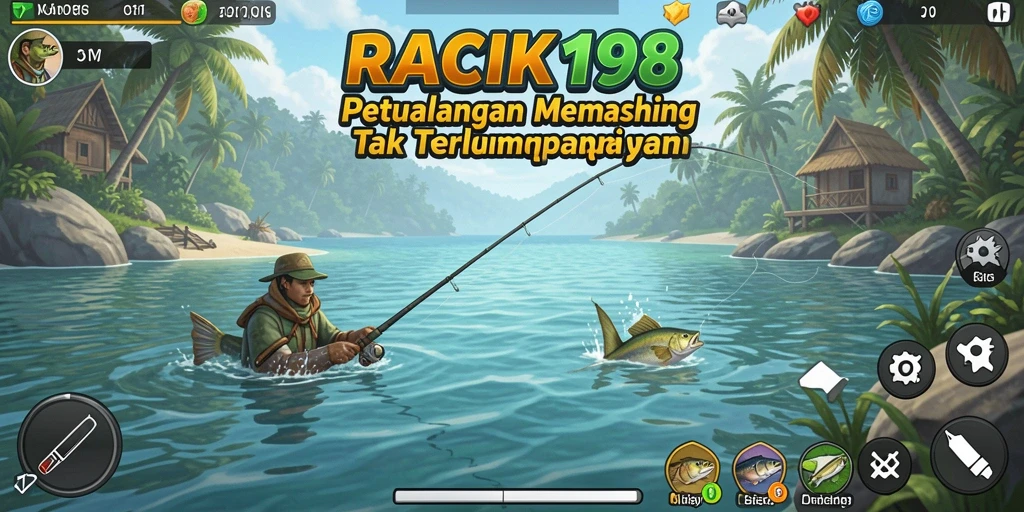 Screenshot gameplay <strong>RACIK198</strong> yang menampilkan aksi memancing yang seru.