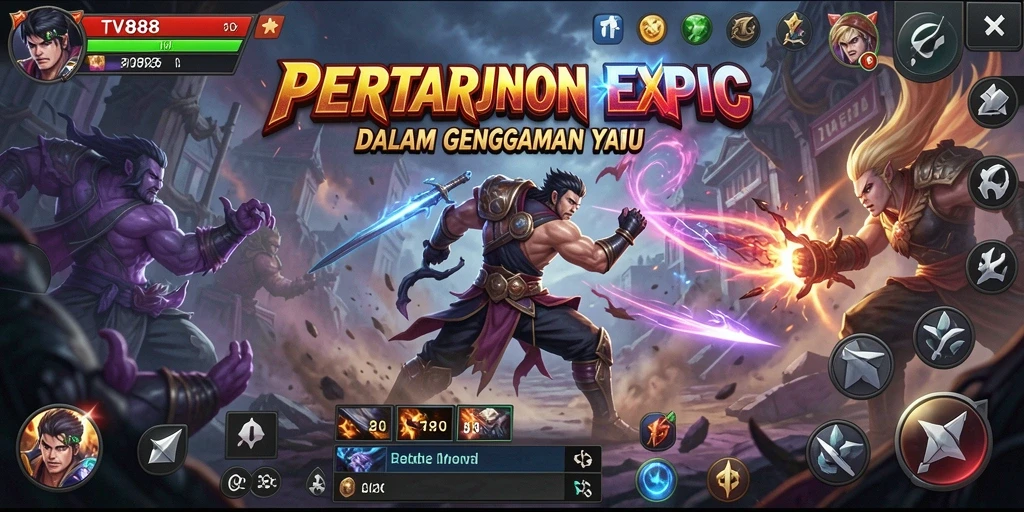 Screenshot gameplay TV888 yang menampilkan pertarungan seru antar karakter.